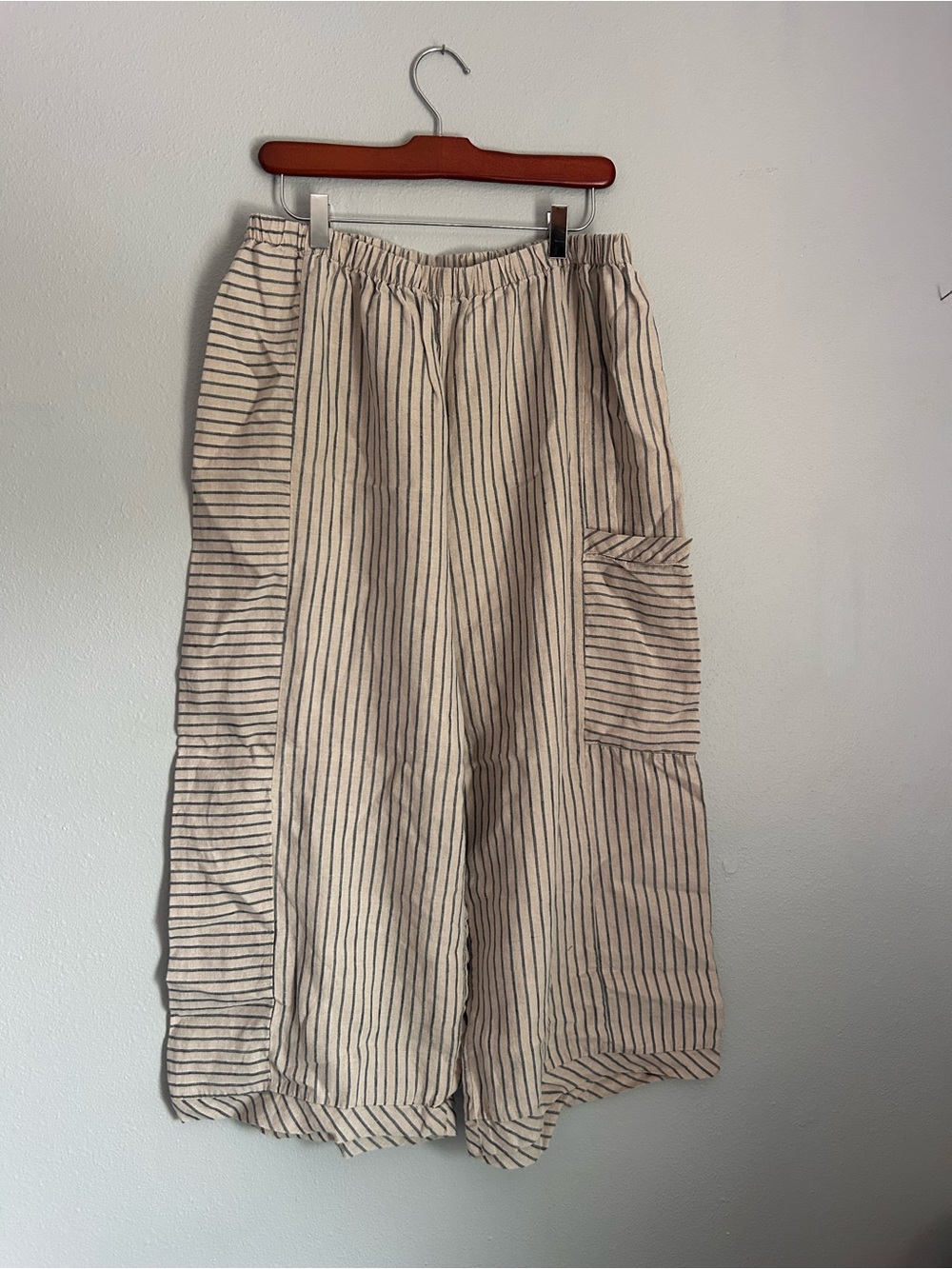 Khangura Assisi Patch Pocket Striped Linen Pants